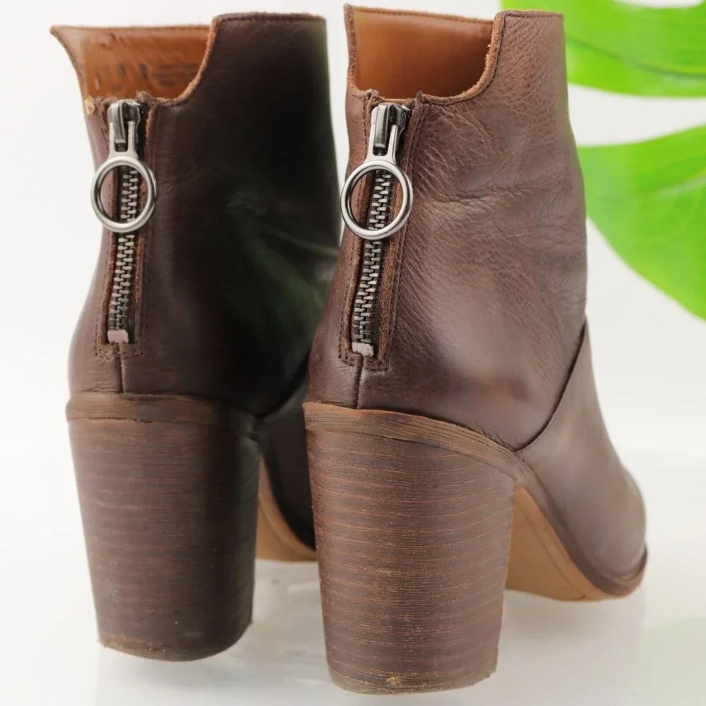 Franco Sarto Women's Mack Boot Size 7 Pointed Block Heel Brown Leather Comfy - Picture 5 of 12